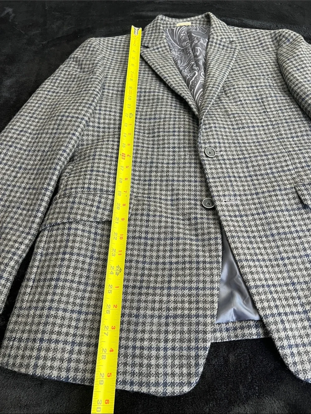 100% Wool Joseph Abboud Houndstooth Sport Coat - Gray & Blue